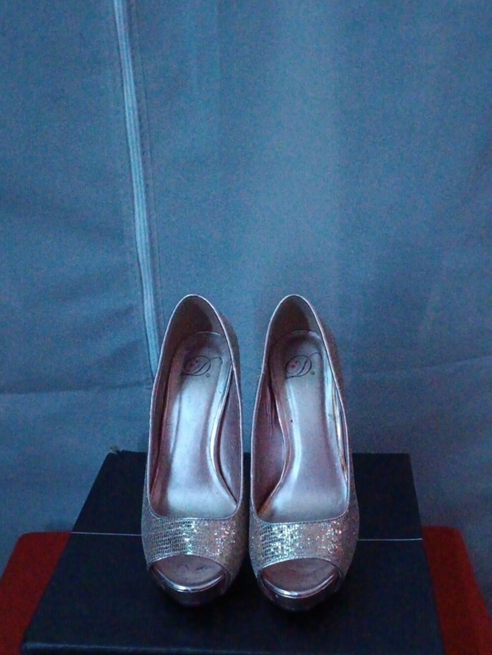 Women's Glitter Peep-Toe High Heel Pumps - Gold - Picture 3 of 5